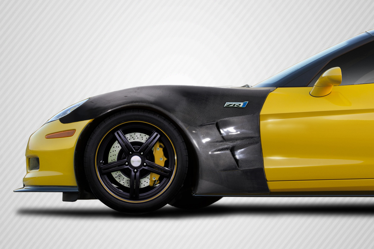 Unleash the Power: 2005 - 2013 Chevrolet Corvette C6 Carbon Creations ZR1 Look Front Fenders (2 - Piece Set)
