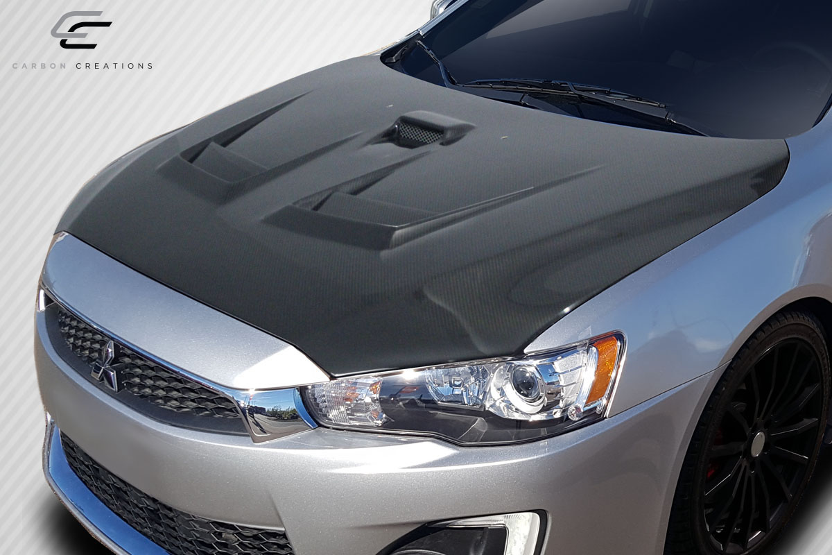 Unleash the Power: 2008 - 2017 Mitsubishi Lancer/Lancer Evolution 10 Carbon Creations D Spec One - Piece Hood