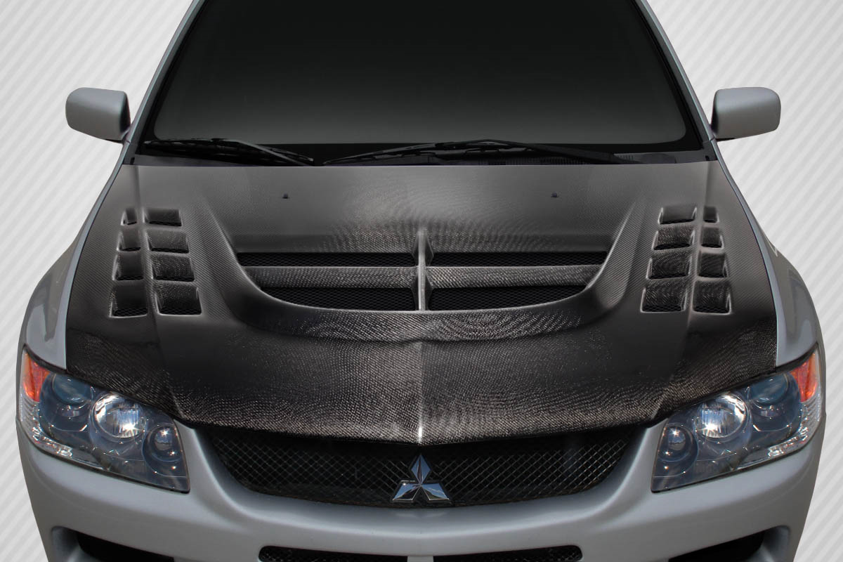 Unleash Your 2003 - 2006 Mitsubishi Lancer Evolution 8 9 with Carbon Creations DriTech VT - X One - Piece Hood