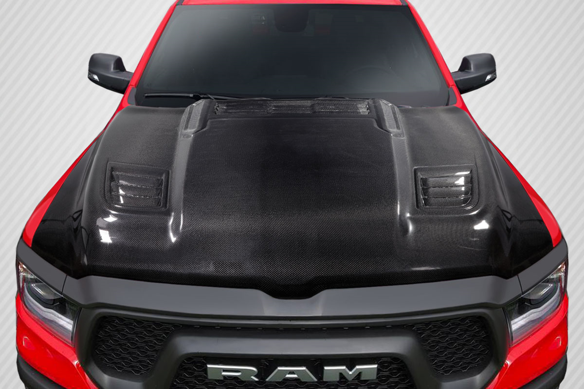 2019 - 2023 Dodge Ram Carbon Creations Rebel Mopar Look Hood - One Piece: Elevate Your Ride Now!