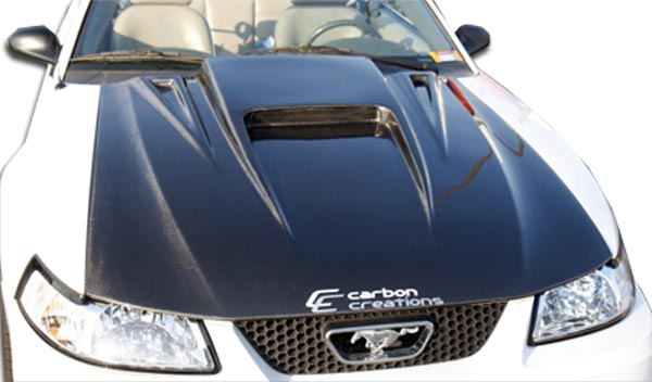 Unleash the Beast: 1999 - 2004 Ford Mustang Carbon Creations Spyder 3 One - Piece Hood