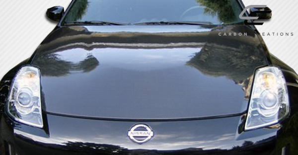 Unleash Style: 2007 - 2008 Nissan 350Z Z33 Carbon Creations Dritech OEM Look One - Piece Hood