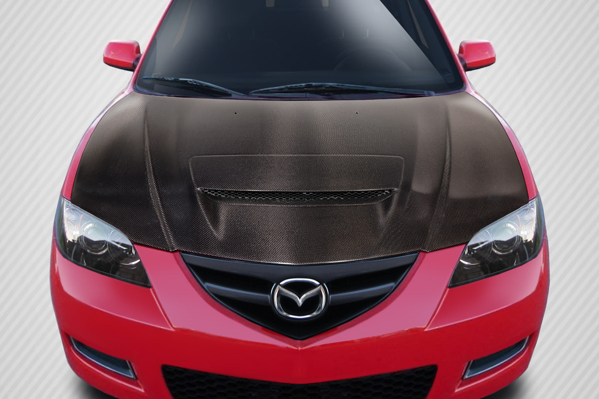 Revamp Your 2004 - 2008 Mazda 3 4DR with Carbon Creations M - Speed One - Piece Hood!